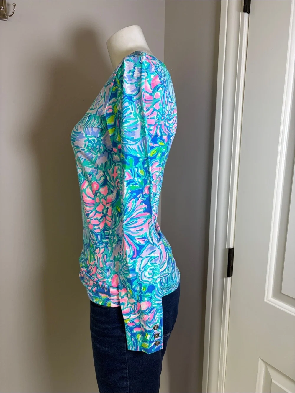Lilly Pulitzer Aleah Top Full Bloom floral Shirt Long sleeve Sz S NEW